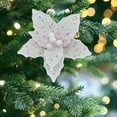 thumbnail image 4 of Christmas Glitter Flower Ornament – Simulation Floral Décor for Tree, Wreath, Table, or Holiday Party Scene, Home Decor, 4 of 5