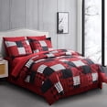 thumbnail image 4 of Jessy Home 7 Piece Comforter Set King Red Black Plaid Bedding Set Bed in a Bag with Flat Sheet and Fitted Sheet, Pillowcases & Shams, 4 of 8