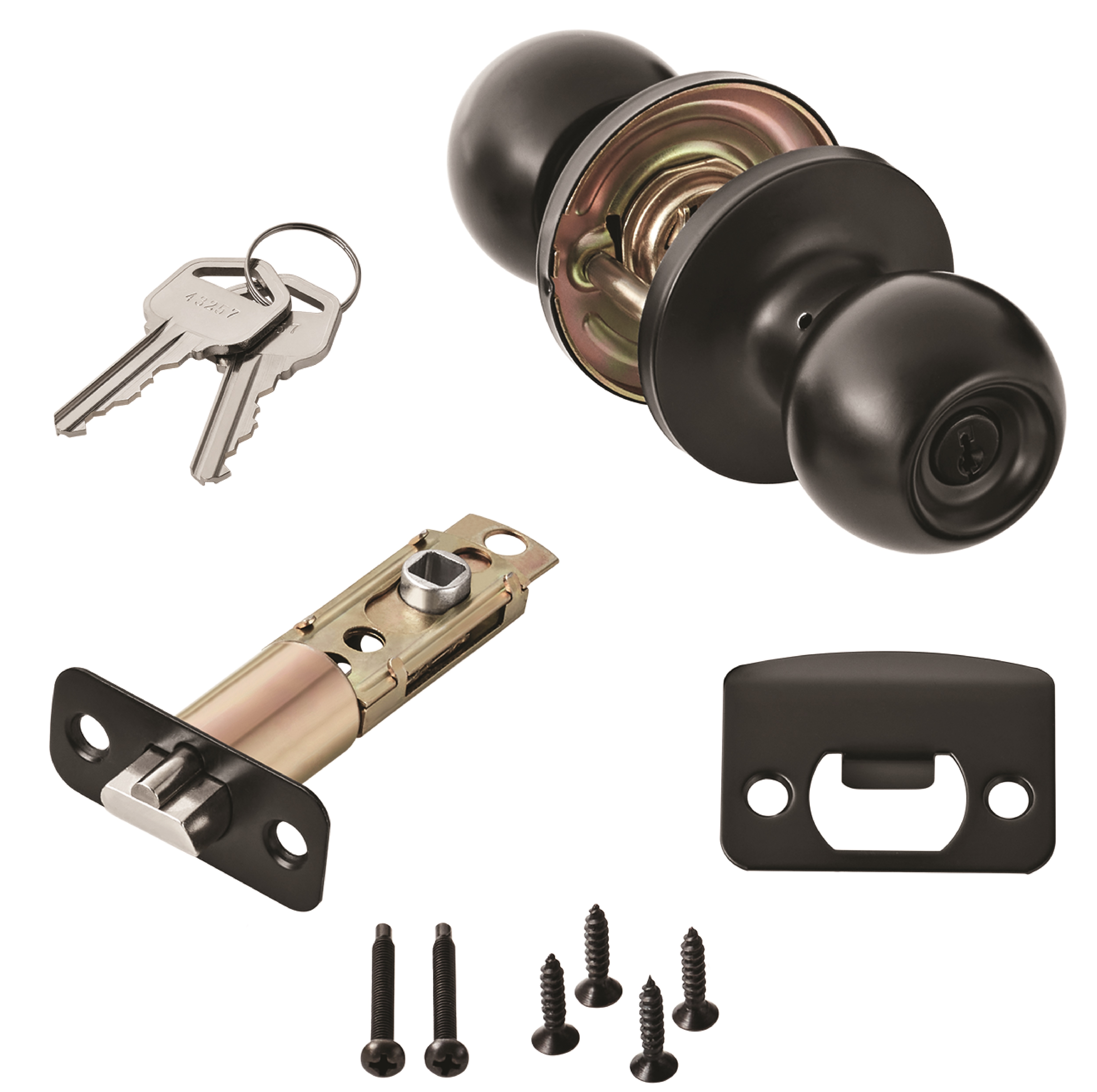 Hyper Tough Keyed Entry Ball Locking Doorknob Matte Black Finish