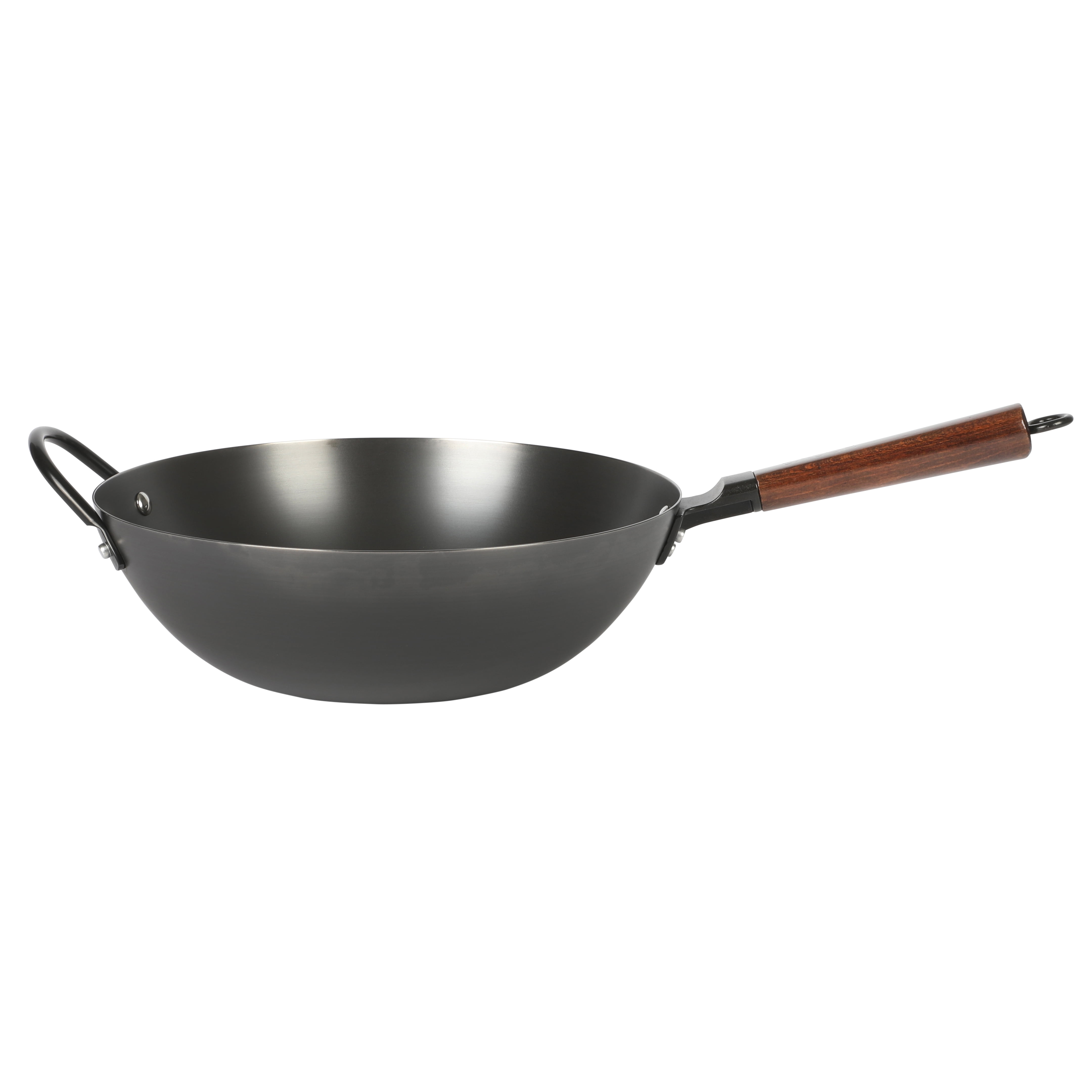 Babish Carbon Steel Flat Bottom Wok and Stir Fry Pan, 14-Inch