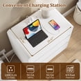 thumbnail image 2 of Aufeile Nightstand with Charging Station, Modern Curved Nightstand with 3 Drawers, Bedside Table for Bedroom, White, 2 of 9