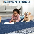 thumbnail image 5 of Garvee Indoor Bordered Area Rug, 8'x10' Modern Non Slip Rubber Backing Washable Rug Low Pile Striped Rugs Carpet for Bedroom Living Room Nursery Office, Blue, 5 of 9