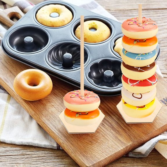 Raindrops Wood Donut Stand Khaki 6Pcs 4.9x4.2x0.16Inch