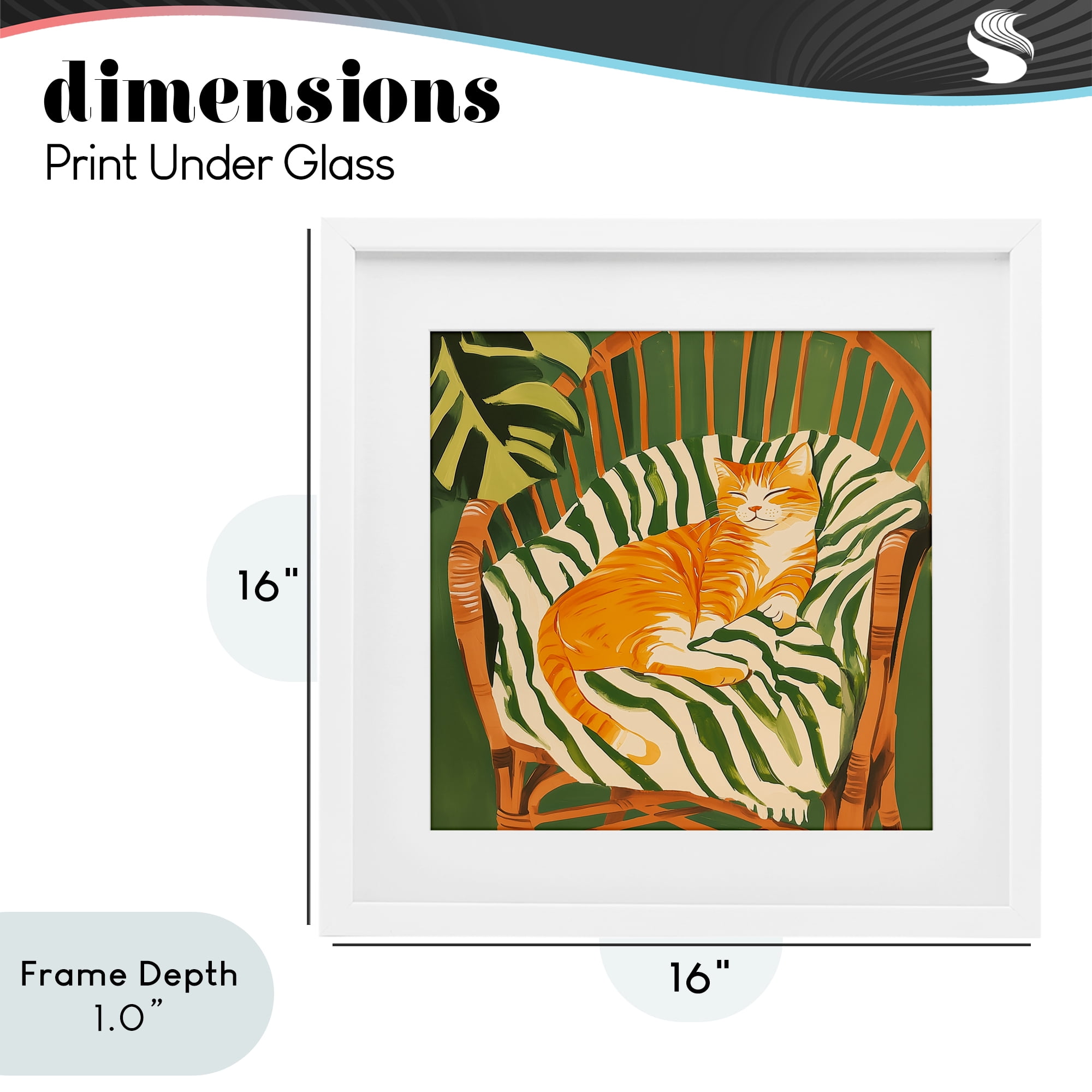 Stupell Industries Orange Cat in Rattan Chair White Framed Print Under Glass, design by Walker Noble