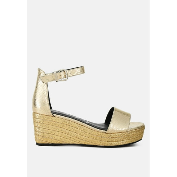 Utah Faux Leather Snake Wedge Espadrilles
