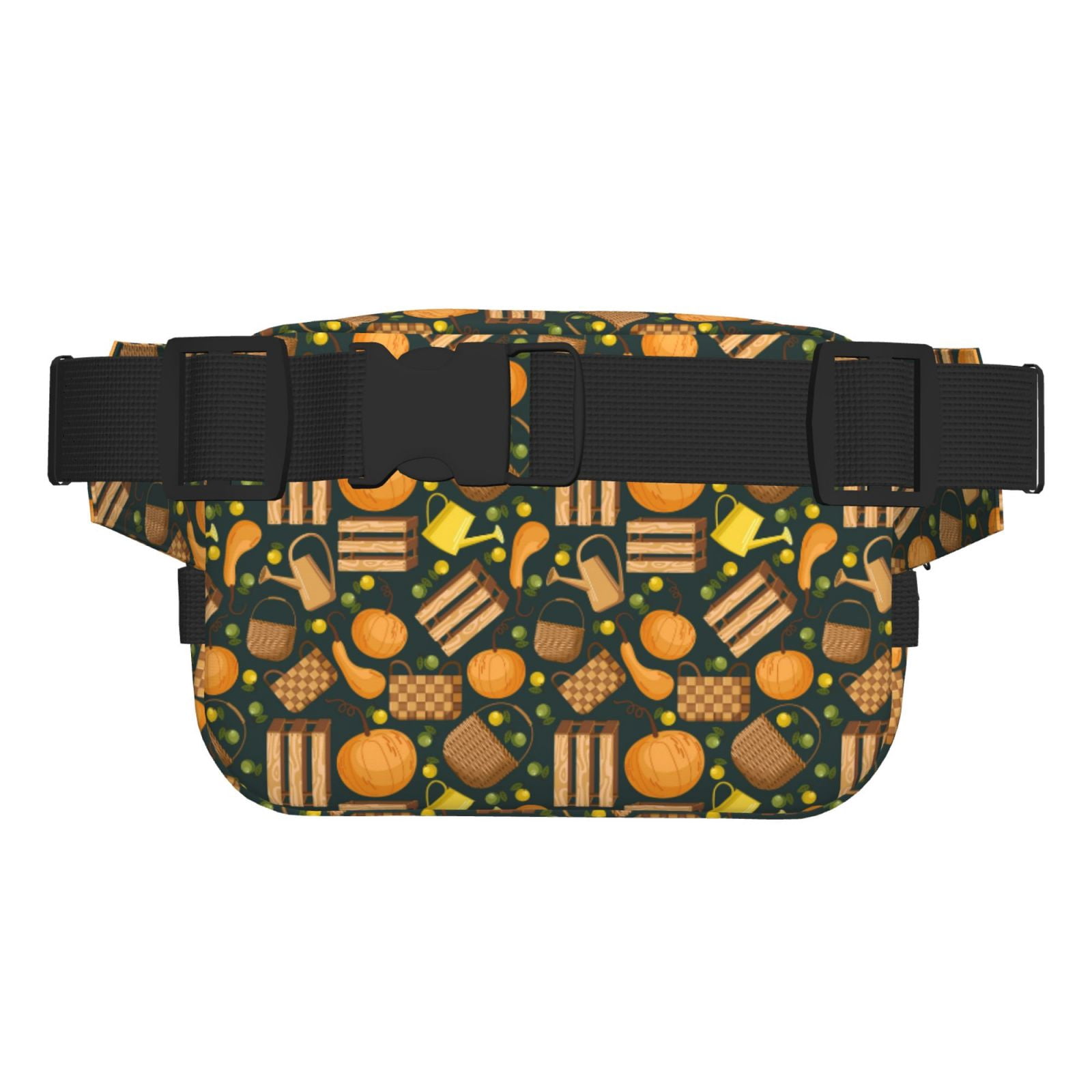 Picia Autumn Harvest Pumpkin Basket Print Square Double-Layer Waist Bag Mini Adjustable Waist Belt Bag Exercise Running Travel Hiking