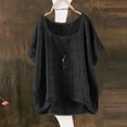 thumbnail image 2 of ZHENHONG T Shirts for Women,Cotton Linen Boat Neck Casual Blouses Plain Flutter Sleeve Loose Fit Shirts,Black Women Blouses, 2 of 5