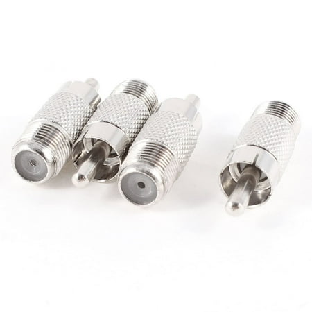 Converts Coaxial - Coax Type F Female to RCA Male Plug Adapter (4 Pack), Convert a standard type 'F' coax cable into an RCA cable By Generic
