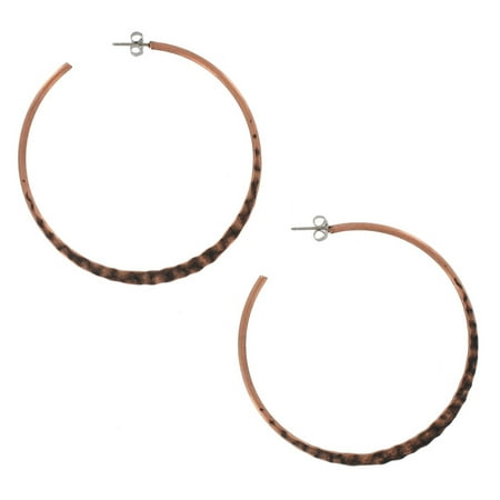 - Copper Ox Tone Pierced Classic Hoop Earrings 2 3/8