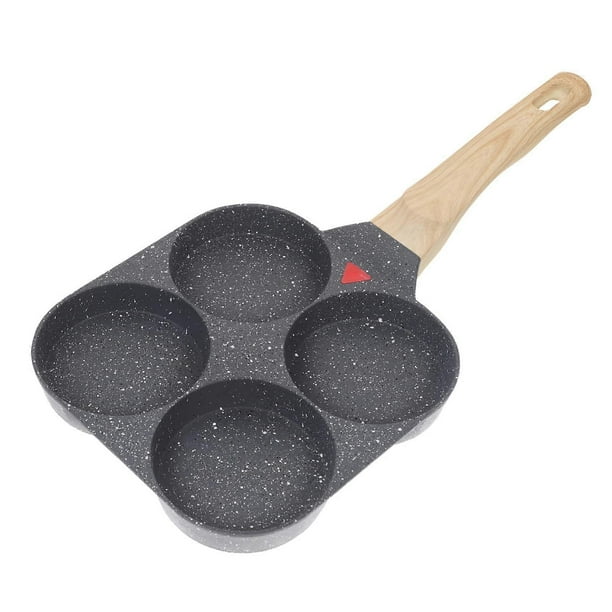 4Holes Non Stick Egg Frying Pan with Handle Mini Omelette Cooker for Breakfast Heat Resistant Kitchen Gadget for Home and Restaurant Use