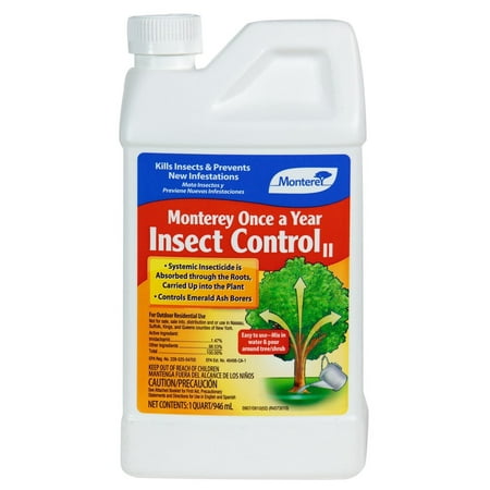 - Monterey Once a Year Insect Control, 1-Quart, This insecticide is used as a soil drench on ornamental trees, shrubs and certain fruit and nut trees By Monteray