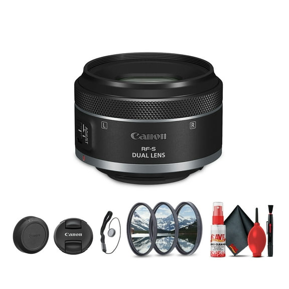 Canon RF-S 7.8mm f/4 STM Dual Lens (Canon RF) (6795C002)   Lens Filter Kit   Cleaning Kit   Lens Cap (International Version)