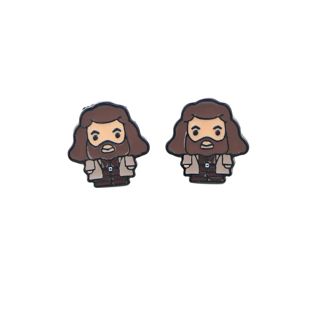 2025 Nuevos pendientes de aleación con dibujos animados de Dumbledore y Ron de la serie Harris, pendientes pequeños con personalidad para niñas, regalos, figuras