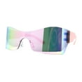 thumbnail image 2 of Retro Oversize Shield Color Mirror Wrap Around Sport Sunglasses Pink Mirror, 2 of 4