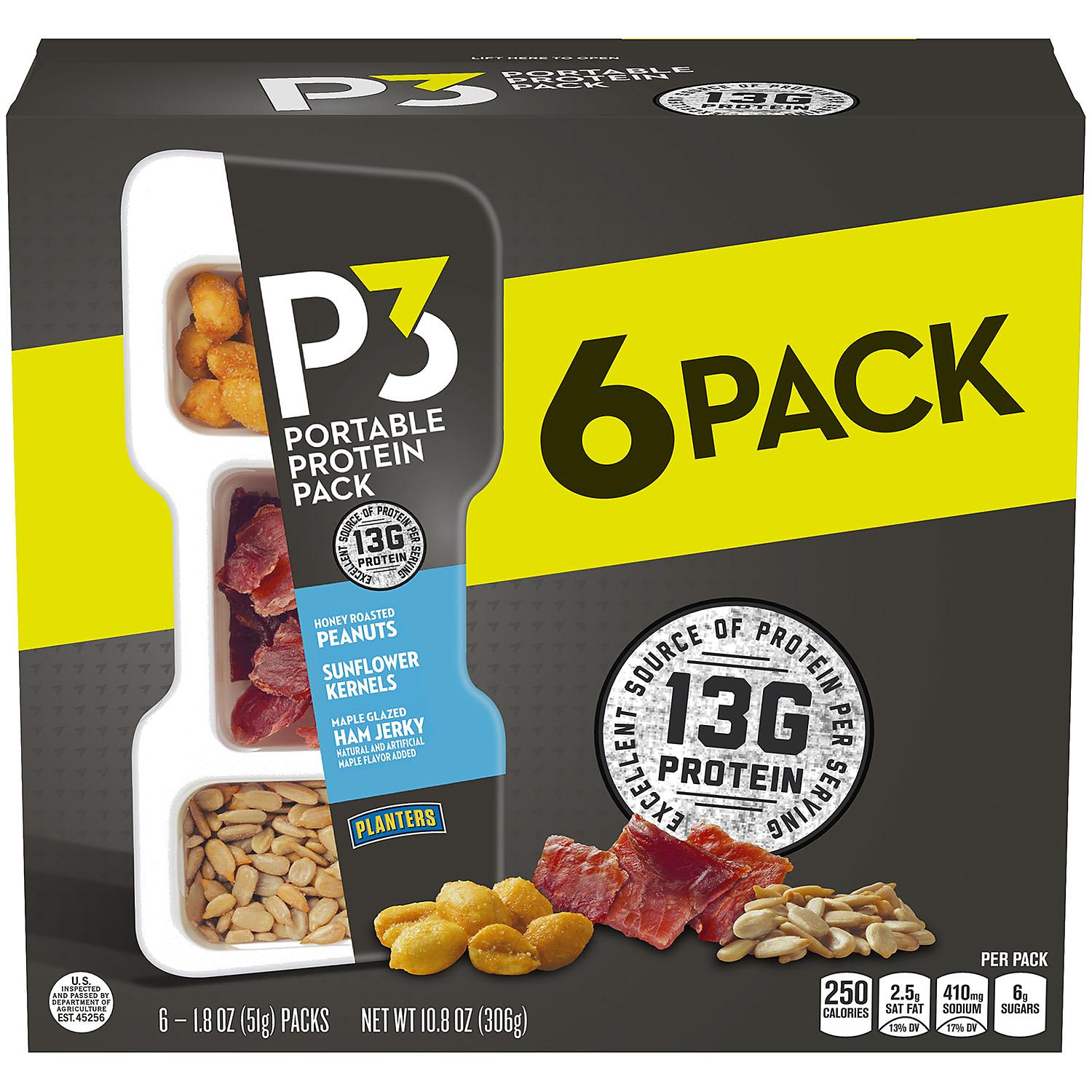 Planters P3 Honey Roasted Peanuts, Maple Glazed Ham Jerky & Sunflower