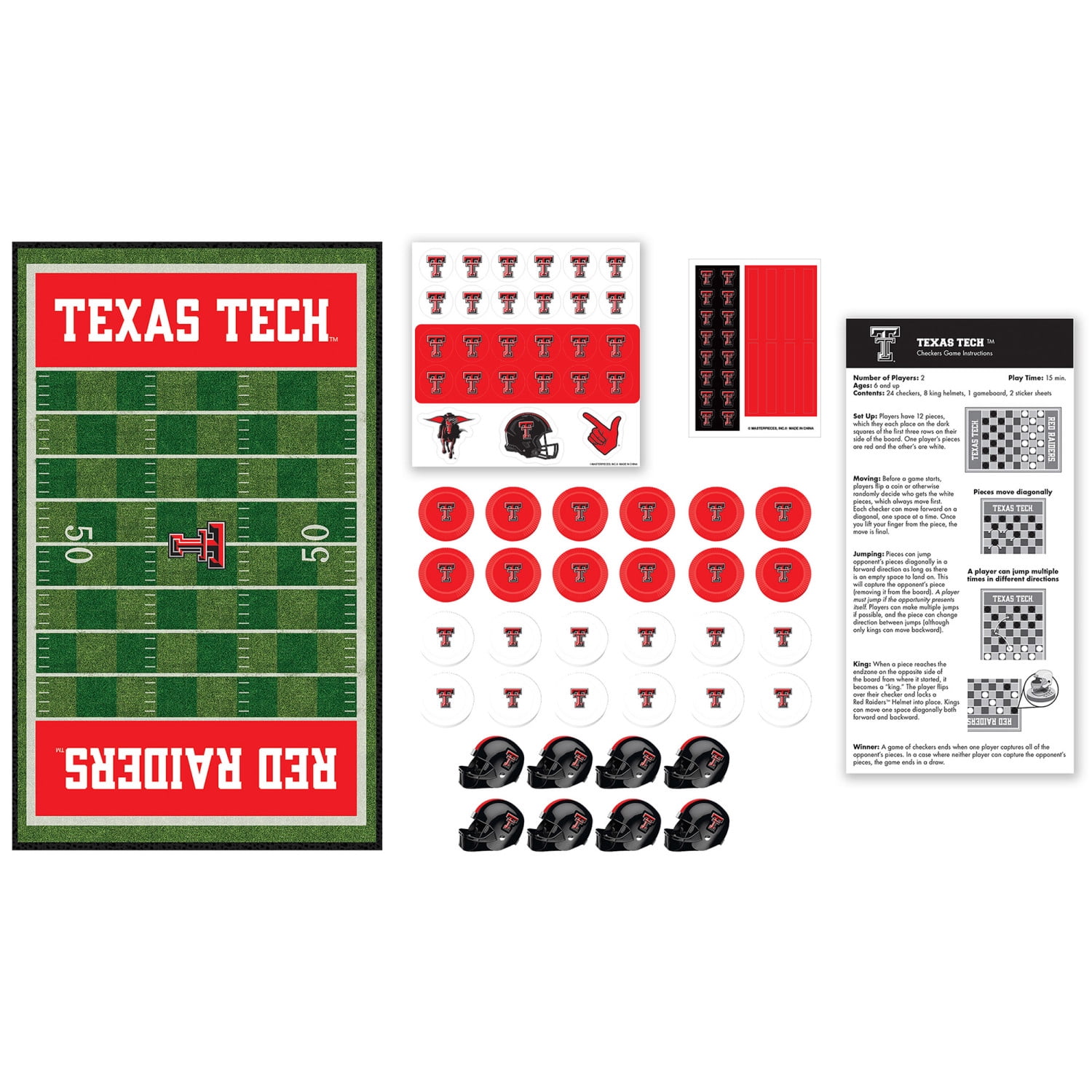 MasterPieces Officially licensed NCAA Texas Tech Red Raiders Checkers Board Game for Families and Kids ages 6 and Up