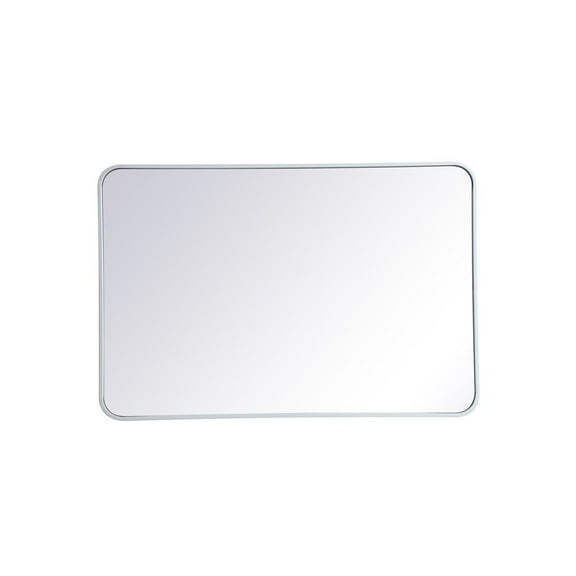 Elegant Decor Soft corner metal rectangular mirror 27x40 inch in White