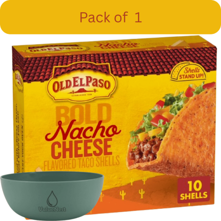 Old El Paso Nacho Cheese Taco Shells, 5.4 oz, 10 Count with Bowl by Value Nest