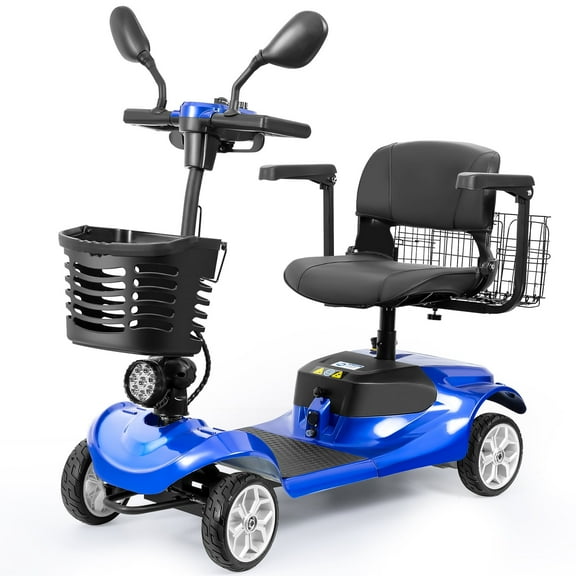 Foldable All-Terrain 4-Wheel Mobility Scooter with Basket, 350 lb Limit