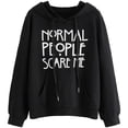 thumbnail image 2 of CUZIBR Hoodies For Women Letter Print Pullover Hoodie Long Sleeve Drawstring Pocket Casual Hooded Comfortable Tops Sweatshirts Fall Winter Clothes,Black, 2 of 6