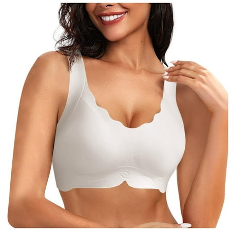Weikingp Bras for Women  Women S Bras No Underwire Scalloped Up Bras Soft Wireless Comfort Bralettes Full Coverage Everyday Bra Bralettes for Women Plus Size Lingerie Clearance White Xl
