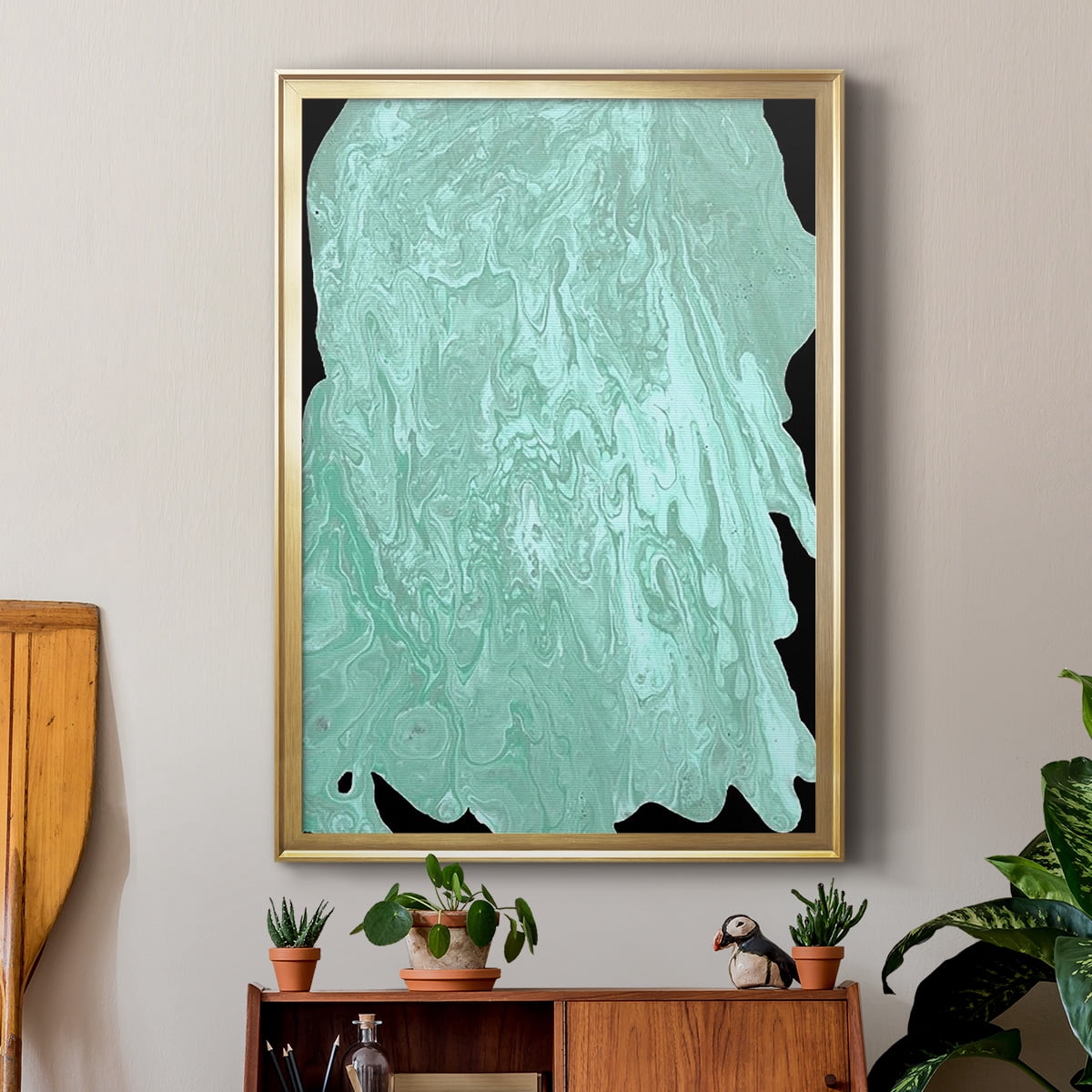 Teal Cascade II Premium Framed Print, in Gold, Black, or Silver - Ready to Hang