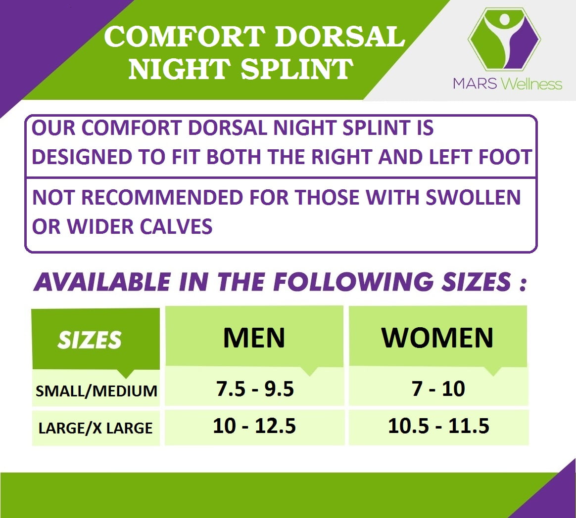 Mars Wellness Night Splint Size Chart