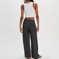 thumbnail image 5 of Wide Leg Linen Pants for Women Tall Spring Linen Palazzo Pants Baggy High Waisted Beach Pant Gauze Lounge Trousers Black 2XL, 5 of 5