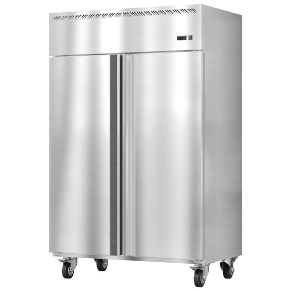 48" Wide Commercial Beverage Cooler - 36 Cu.ft, 2-Door Refrigerator - Stainless Steel, 35-45°F, Fan Cooling, 6 Adjustable Shelves, Auto Defrost, for Kitchen, Restaurant, Bar, Shop