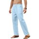 thumbnail image 5 of Pantalones de lino y algodón para hombre, pantalones holgados informales, transpirables, de Color sólido, con cordón, para correr, Yoga, holgados, 5 of 5