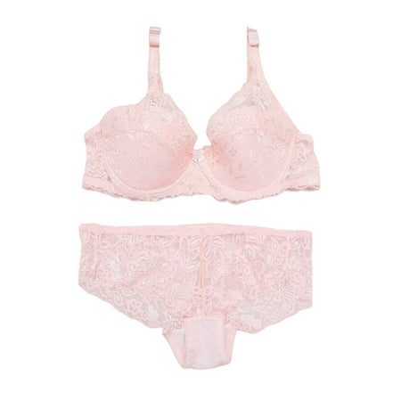 QIJUNTUO Women s Underwire Lace Bra & Brief Set  Adjustable Straps Breathable Comfort Lingerie for Everyday & Special Occasions