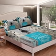 thumbnail image 2 of Erosebridal Western Queen Size Bed Sheets Men Cowboy Bull Horse Bedding Set Country Farmhouse Fitted Sheet Boho Arrow Aztec Sheets Teal Blue Rustic Buffalo Plaid Decor, 2 of 4