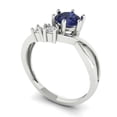 thumbnail image 2 of 0.87 ct Round Cut Simulated Blue Sapphire 3 Stone 18K White Gold Womens Engagement Ring, 2 of 5