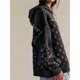 thumbnail image 5 of Sudadera con Capucha Extragrande para Mujer, con Bordado Floral, Bloques de Color, Deshilachada, Larga Negro L, 5 of 8