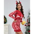 thumbnail image 2 of Women's Ugly Christmas Sweater Long Sleeve Round Neck Slim Mini Dress, 2 of 5