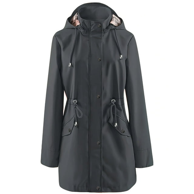 Économies d'Automne! srobpty Manteau de Protection Solaire à Manches Longues pour Femme, Imperméable Uni pour Femme, Extérieur, Grande Taille, à Capuche, Coupe-Vent, Gris, TTTG