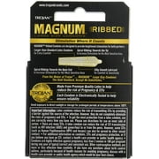 TROJAN Magnum Ribbed Lubricated Latex Condoms 3 ea