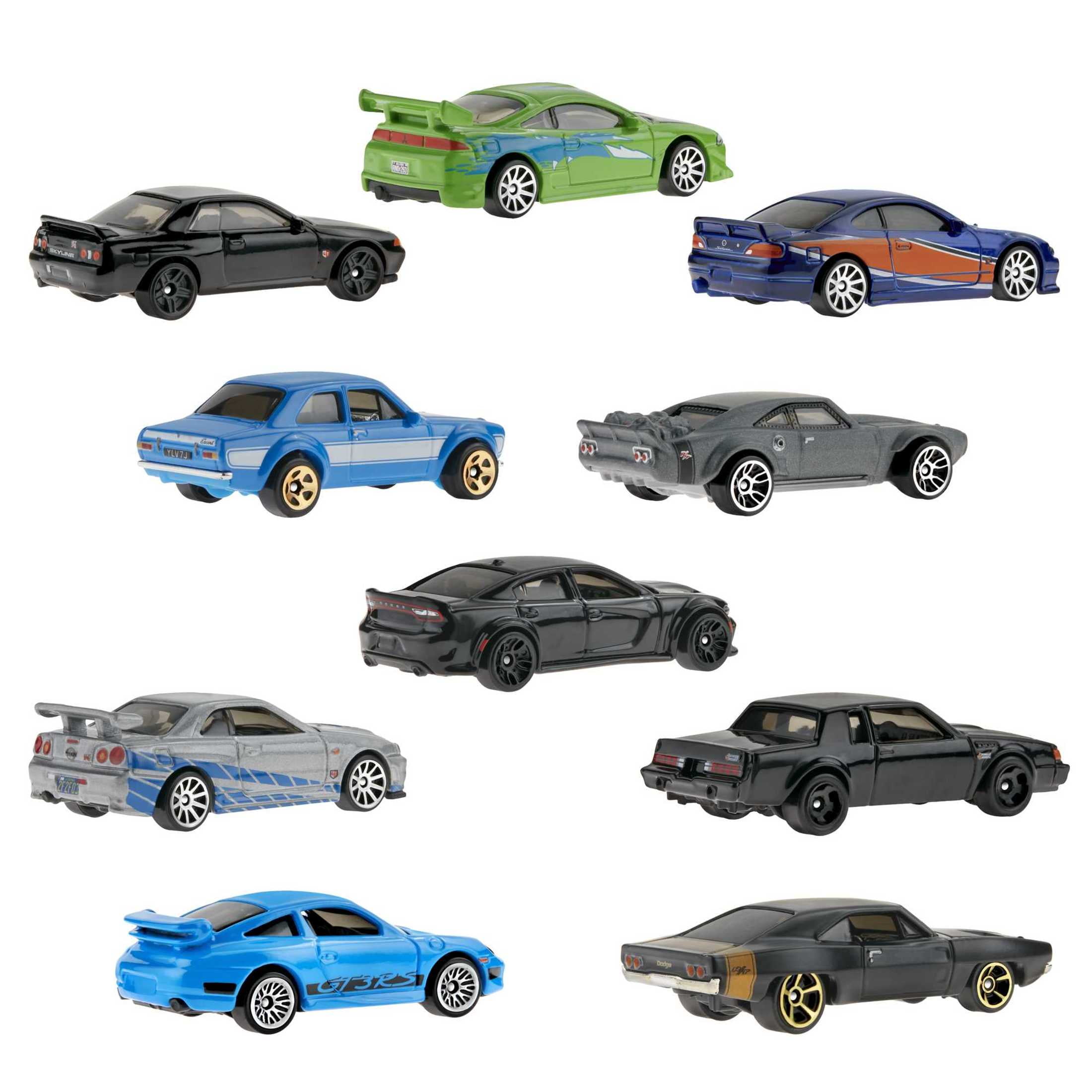 Hot Wheels Fast & Furious Set of 10 Vehicles in 1:64 Scale