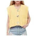 thumbnail image 2 of Women's Sweater Vests Women's Sleeveless Knit Cardigan Vest Solid Color Pocket Button Front Short Length Style, 2 of 7