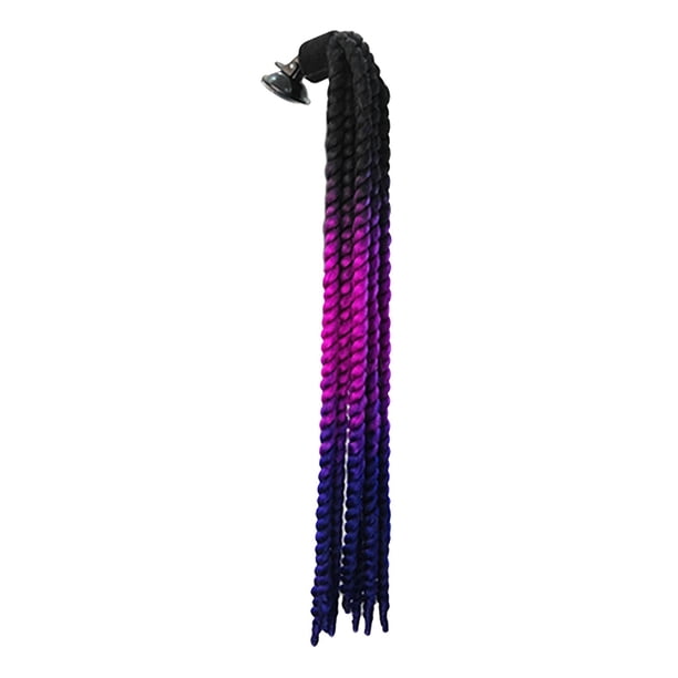 Peluca rizada con rampa de gradiente de motocross para hombre y mujer, casco con trenza, decoración para el cabello Negro Violeta Azul