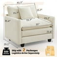 thumbnail image 3 of 41.3" Modular Sectional Sofa, Modern Comfy Cloud Couch Sectional Sofa, Chenille Sofa Sleeper Deep Seat Sofa with Throw Pillows for Living Room, Single Seat Sofa Couch, Beige, 3 of 9