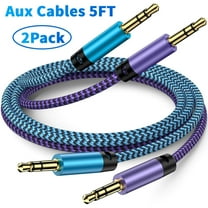 Aux Jack Cables 5ft,2Pack FiveBox Aux Cord for iPhone Adapter 3.5mm Male to Male Stereo Jack Cables Audio Video Auxiliary Input Adapters,Aux Cable Cords for Car,Headphones(Purple Blue)