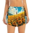 thumbnail image 2 of KLL Clear Sky Sunflower Pattern Shorts Women,Athletic Shorts High Waisted Running Shorts Pocket Sporty Short Gym Elastic Workout Shorts-XX-Large, 2 of 7