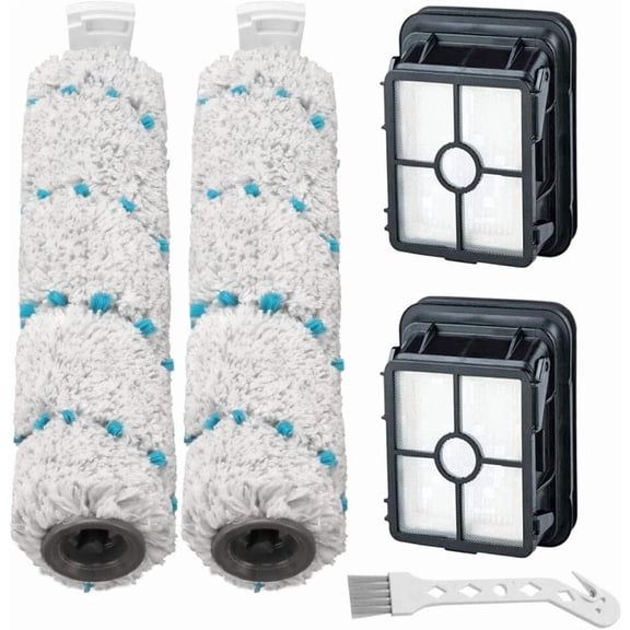 2PC Multi-Surface Vacuum Brush Rolls and 2PC 1866 Replacement Vacuum Filters, Compatible with Bissell CrossWave Cordless Max 2554 2554A 2590 2593 HydroSteam Plus Series 3515 3513 3518 Vacuum Cleaner