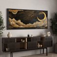 thumbnail image 3 of Large Framed Canvas Print Golden Crescent Moon & Clouds – Mystical Night Sky PaintingWall Art Decorative Ready to Hang Painting for Living room Bedroom 60x30 inches Black Frame, 3 of 9