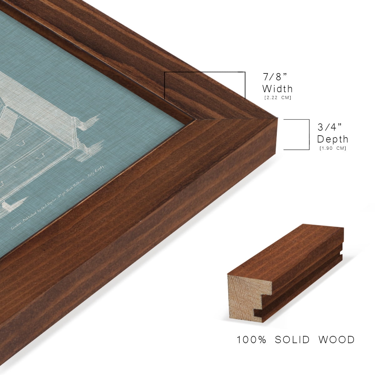 Hepplewhite Desk & Bookcase II - Framed Print w/glass - Chestnut