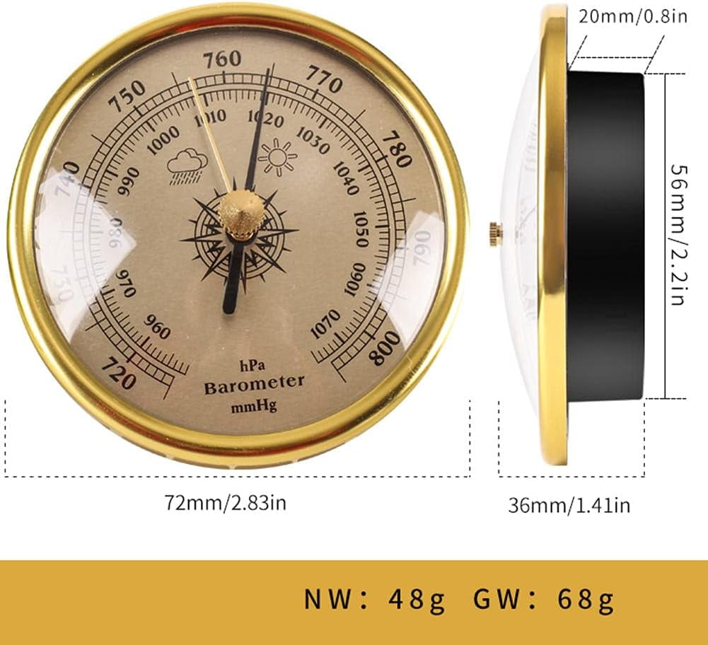 Barometer,72 mm Metal Alloy Wall Hanging baromete,3pcs/Set Weather Station,Barometer Hygrometer Temperature