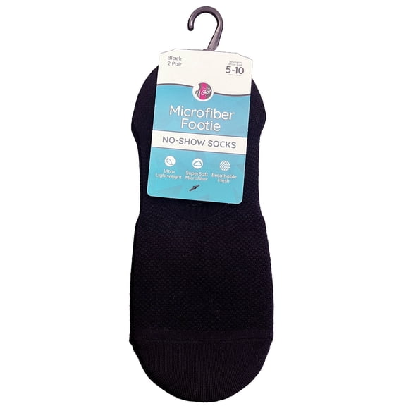 On the Go Women's Microfiber Footie Socks (2 Pair Pack, Black, One Size)