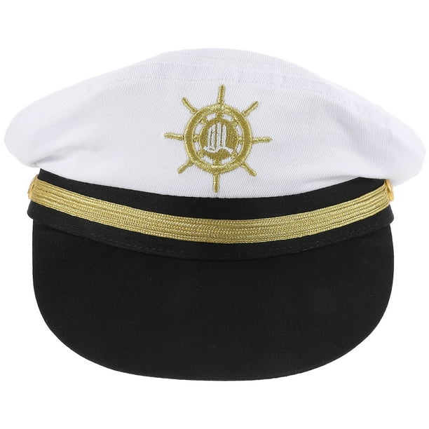 KAKOWELY Gorra de capitán bordada para disfraz de marinero, para mujer y hombre, suministros para cosplay de capitán.