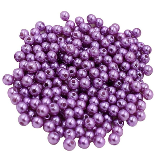 130 piezas de espaciadoras de perlas de imitación de plástico redondas de 8 mm para la fabricación de joyas de bricolaje Púrpura Zulema Cuentas de perlas de imitación